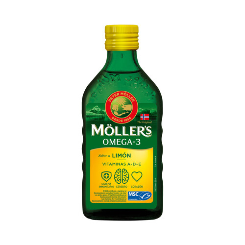 MÖLLER'S Aceite de hígado de bacalao con sabor a limón MÖLLER'S 250 ml.