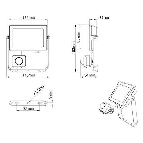 Proyector Led sensor de movimiento, 20W, Luz blanca, PHILIPS.