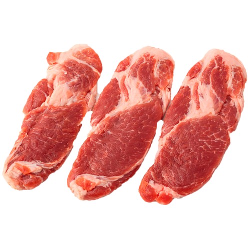 Filetes de aguja de cerdo sin hueso, bandeja.