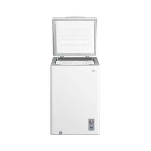 Arcón congelador MIDEA MDRC152LF01G, clasificación energética: F, H:85cm, A: 54,5cm, F: 49,5cm, capacidad total: 99L.