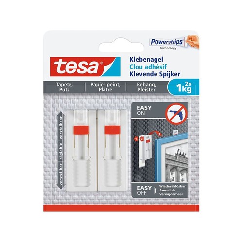 Clavo adhesivo ajustable para paredes pintadas 1 kg TESA.