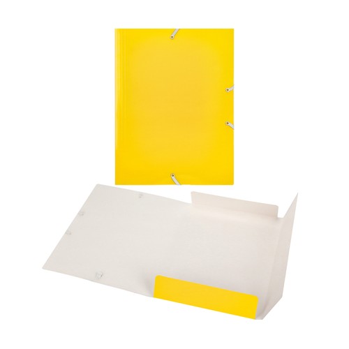 Carpeta de cartón, 3 solapas, color amarillo brillante, ALCAMPO.