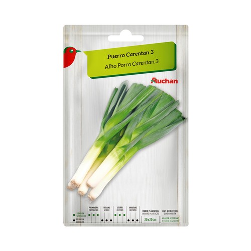 Sobre de semillas para sembrar puerros de la variedad Carentan 3 PRODUCTO ALCAMPO.