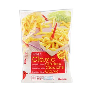 AUCHAN Patatas prefritas, ultracongeladas y de corte clásico 1 kg. Producto Alcampo