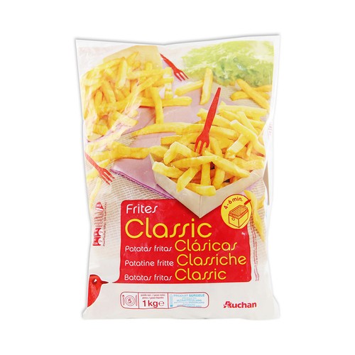 AUCHAN Patatas prefritas, ultracongeladas y de corte clásico 1 kg. Producto Alcampo