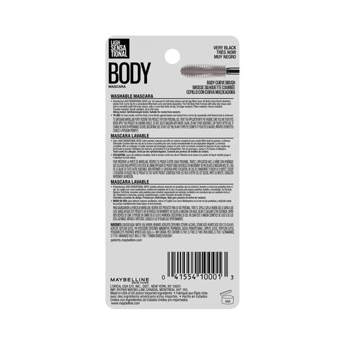 MAYBELLINE Body lash sensational tono 901 Very black Mascara de pestañas efecto volumen.