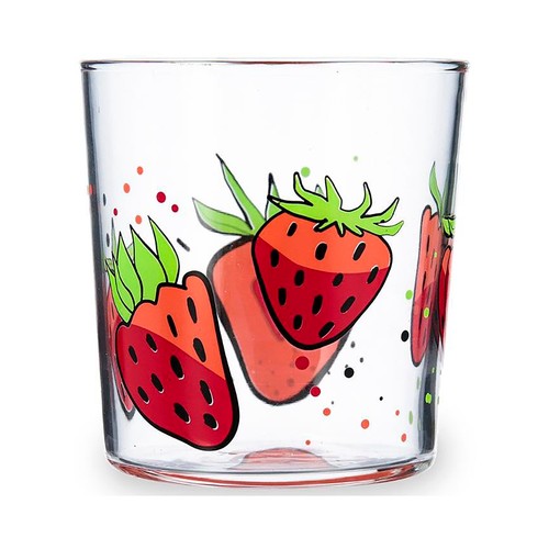Vaso de vidrio con forma baja y diseño de fresas 36cl., LUMINARC.