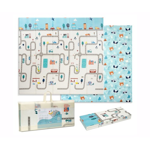 Alfombra de juegos - gateo reversible, modelo coches, 180cm x 200cm, INTERBABY