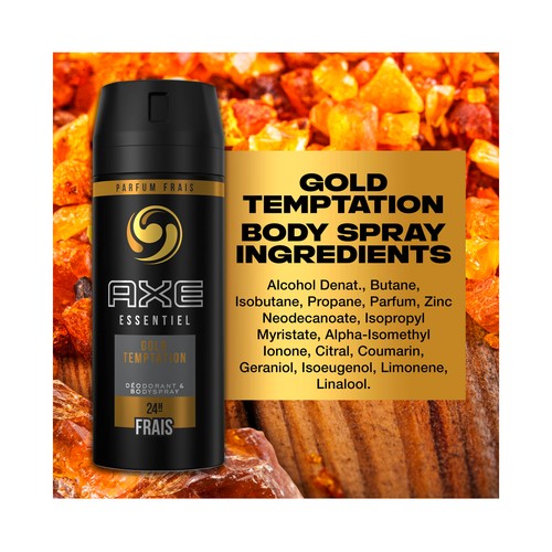 AXE Essential Gold temptation Desodorante en spray para hombre con protección antitranspirante hasta 24 horas 150 ml.