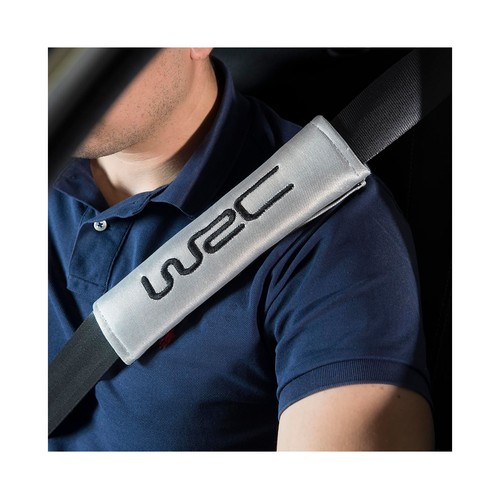 Juego de 2 protectores de cinturón de poliester gris, con fijación sencilla mediante velcro y acolchado para una mayor comodidad WRC.