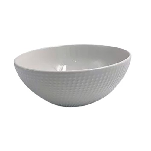 Ensaladera de porcelana, color blanco con puntos, ALCAMPO.