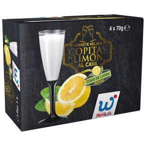 Copitas de sorbete helado de limón al cava, con zumo de limón natural 4 x 70 g.