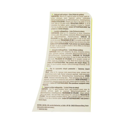PRODUCTO ECONÓMICO ALCAMPO Limpiador multisuperficies con aroma a limón 2 l.