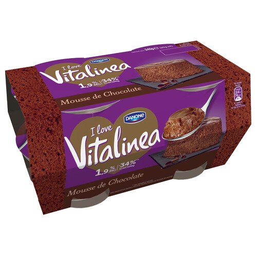 Mousse de chocolate, con solo 1.9% de materia grasa VITALINEA de Danone 4 x 60 g