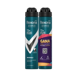 Imagen de REXONA Men advanced protection invisible Desodorante en spray para hombre con protección 72 horas 2 x 200 ml.