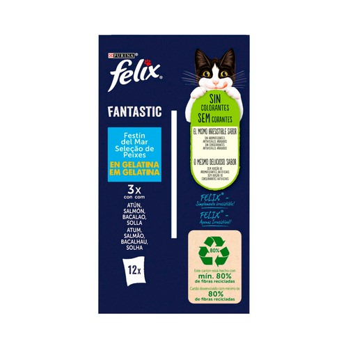 FELIX Comida para gatos húmeda a base de pescado 12 uds x 85 gr