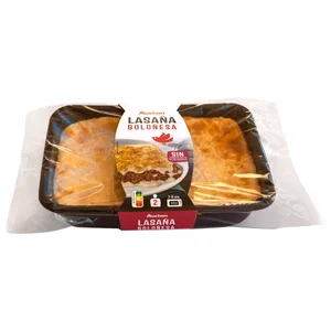 AUCHAN Lasaña Boloñesa, elaborada sin conservantes ni colorantes, lista para calentar y comer 700 g. Producto Alcampo