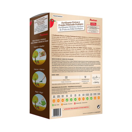 Abono para cítricos y frutales peletizado de 3-5mm de diámetro, PRODUCTO ALCAMPO.