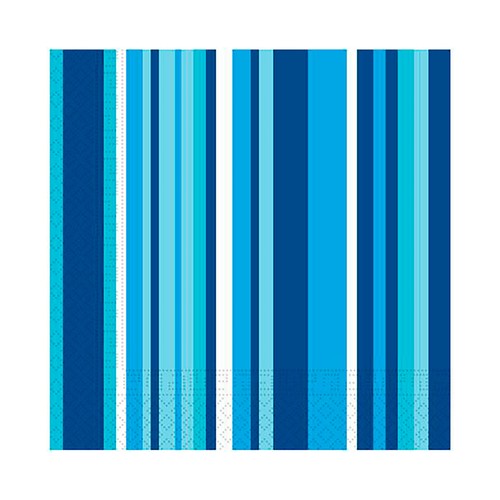 Pack 20 servilletas 33x33cm 2capas multirayas azul. MACADAMIA