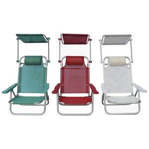 Imagen de Silla de playa plegable con cojín y toldo 5 posiciones de 53x50x46cm, IMPORT.