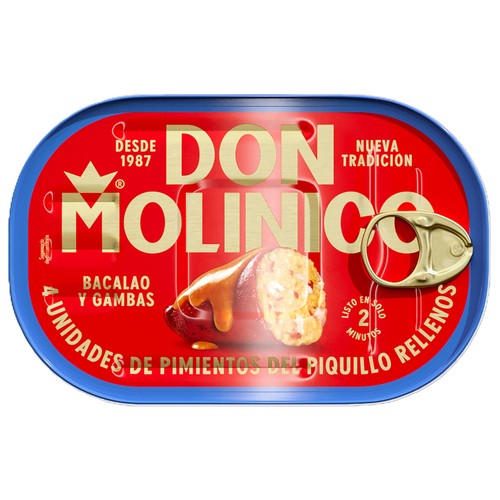 DON MOLINICO Pimientos del piquillo rellenos de bacalao y gambas lata 260g.
