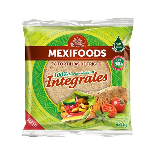 MEXIFOODS Tortillas trigo 100 % integrales 8 uds. 320 g.