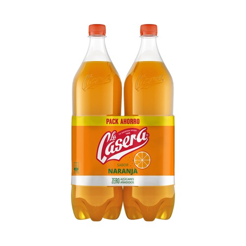 LA CASERA Refresco sabor naranja sin azúcares añadidos 2 x 1.5 l.