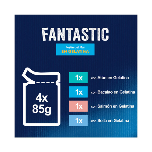 FELIX Comida para gatos a base de pescado en gelatina FELIX 4 uds. x 85 g.