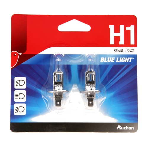 2 bombillas para automóvil H1 luz azul, 55W,12V, PRODUCTO ALCAMPO