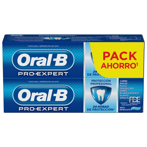 ORAL-B Pasta de dientes con acción blanqueante y sabor a menta refrescante ORAL-B Pro-expert 2 x 75 ml.