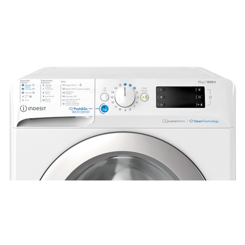 Lavadora INDESIT BWEWSVSPT 11KG, color blanco, clasificación energética: A, 1200RPM, H: 85cm, A: 60cm, F: 60cm.