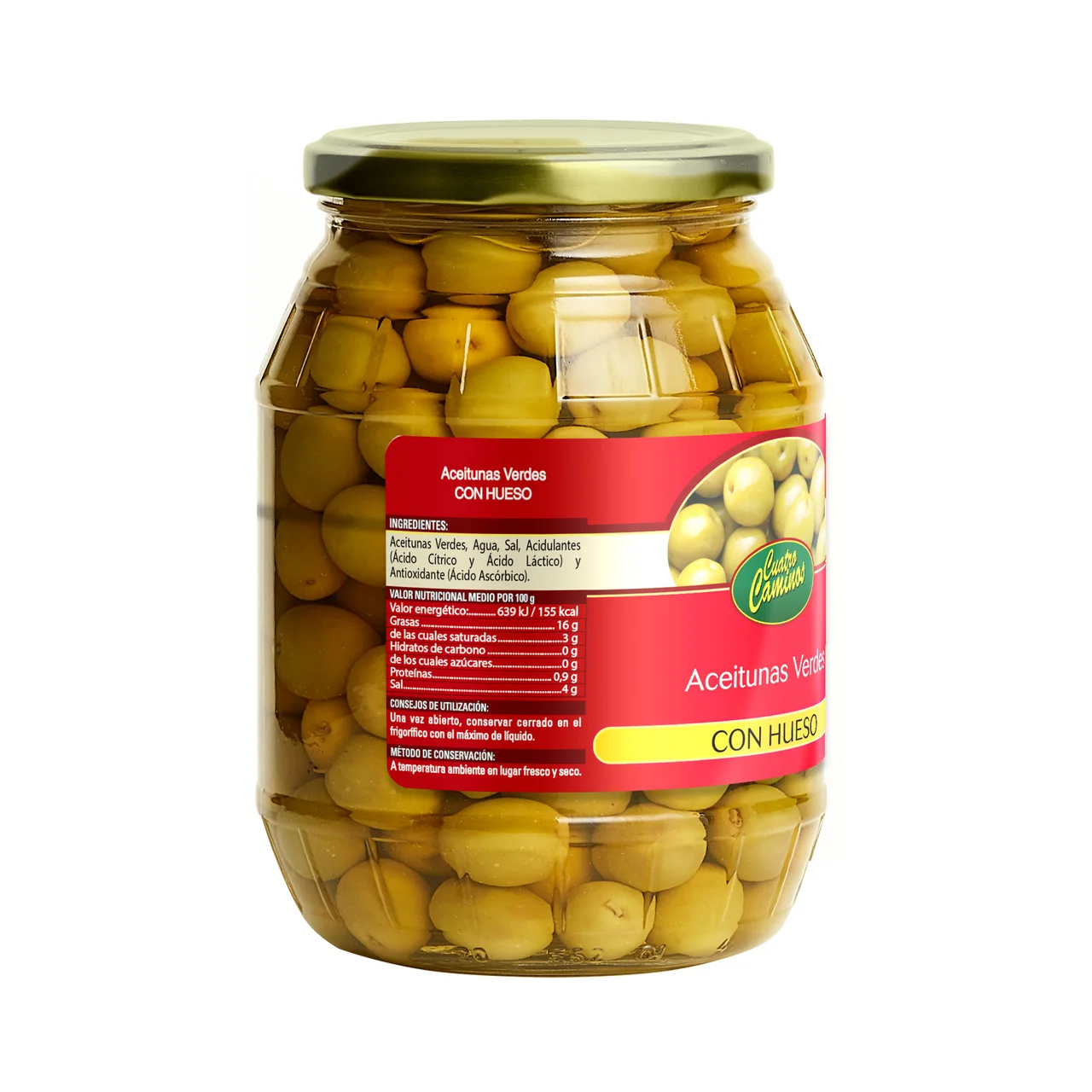 Aceitunas verdes con hueso 600 g.
