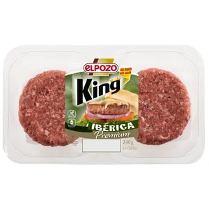Burger meat premium de cerdo ibérico, elaborada sin gluten ni lactosa EL POZO King 2 x 120 g.