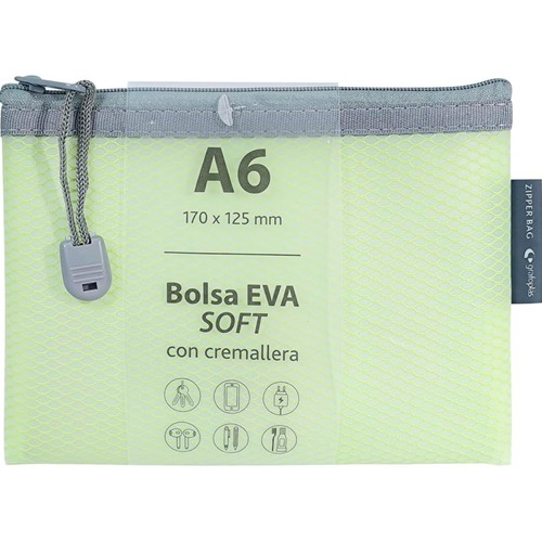 Bolsa zipper A6 en colores mate surtidos GRAFOPLAS.