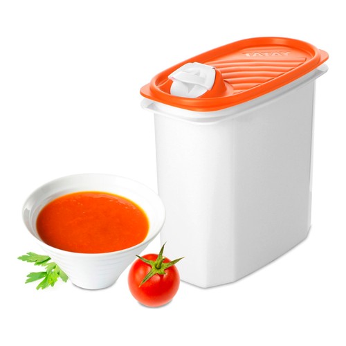 Recipiente de plástico porta gazpacho, 19.5x18,5x10 centímetros, 2 litros de capacidad TATAY.