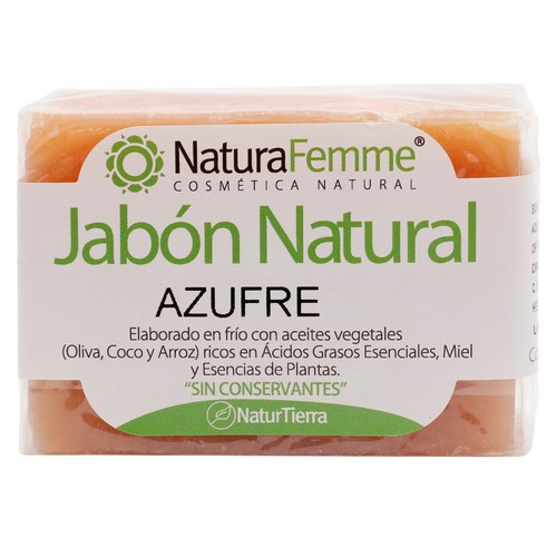 NATURTIERRA Pastilla de jabón natural de azufre, realizado sin conservantes NATURTIERRA 100 g.