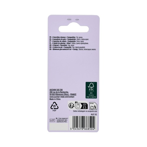 COSMIA Pinzas metálicas (pasadores de pelo) para cabello 6 uds.