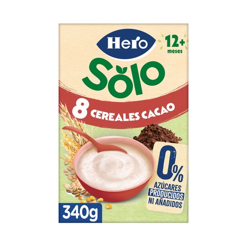HERO Solo Papilla de 8 cereales y cacao para bebés a partir de 12 meses 340 g.