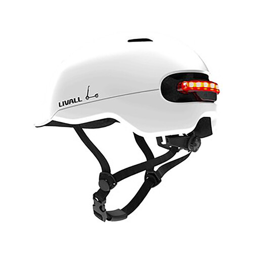 Casco para patinete LIVALL C20 blanco, Talla L, luz trasera, función SOS, advertencia de freno.