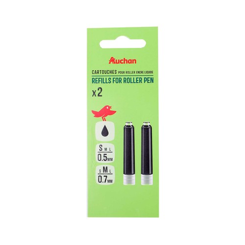 3 Recarg Roller Neg P.Conica Y Aguja 0,5mm0,7mm ALCAMPO