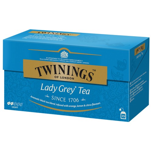Té Lady Grey (Té negro, cáscara de naranja y limón y aroma de cítricos) TWININGS 25 uds. 50 g.