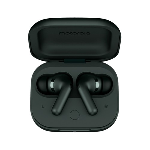 Auriculares bluetooth MOTOROLA Moto Buds+, con micrófono, estuche de carga, color negro.