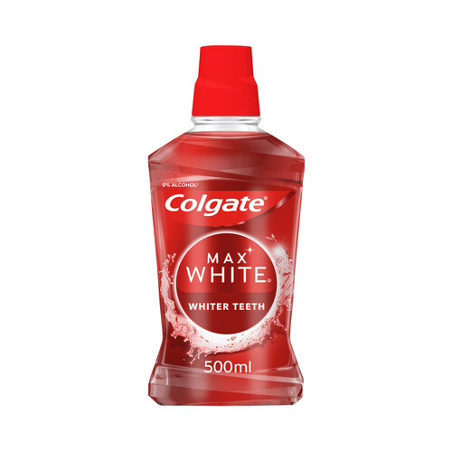 COLGATE Max white Enjuague bucal diario sin alcohol, con acción blanqueante y con CPC 500 ml.