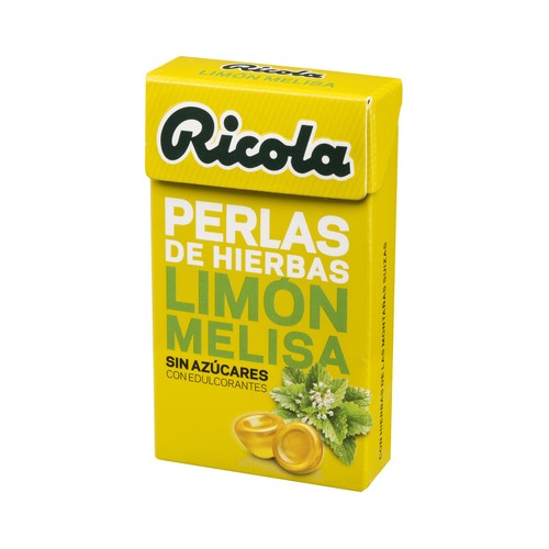 RICOLA Perlas de hierbas suizas, sin azúcar y con edulcorantes y con sabor limón y melissa RICOLA 25 g.