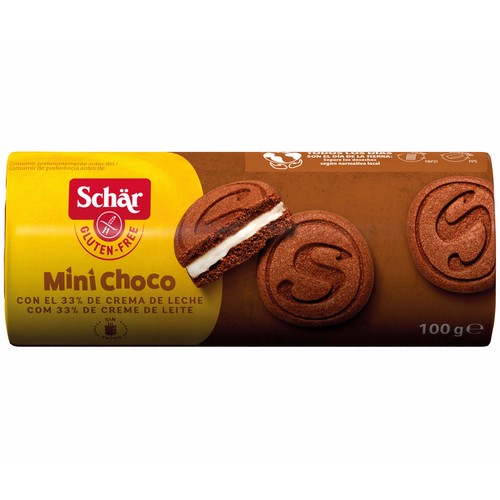 SCHÄR Galletas sin gluten rellenas de vainilla Mini choco 100 g.