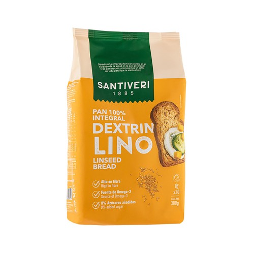 SANTIVERI Pan de molde integral con semillas de lino SANTIVERI DEXTRIN300 g.