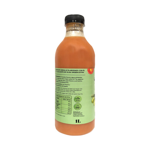 REALFOODING Gazpacho fresco elaborado con AOVE y hortalizas 100% frescas REALFOODING 1 L.