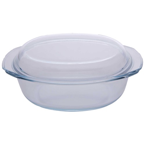 Cazuela de vidrio 3,6L 32x23cm de borosilicato ovalada con tapa, ACTUEL