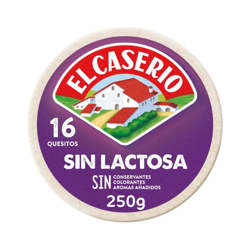 Queso en porciones sin lactosa 16 quesitos EL CASERIO 250 g.