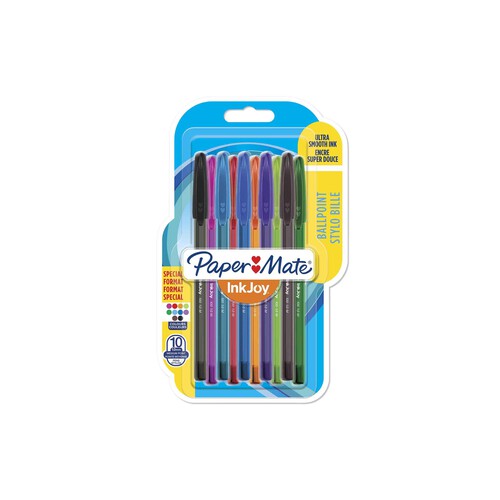 10 bolígrafos roller, grip suave, punta media, grosor 1mm, varios colores PAPER MATE Inkjoy 100 St.